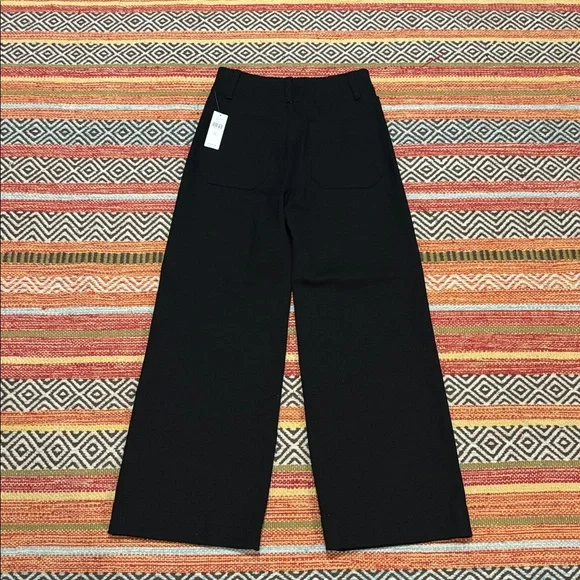 Maeve Anthropologie Colette Black Magic Fabric Cropped Wide Leg Pants NWT 25 - Picture 4 of 4